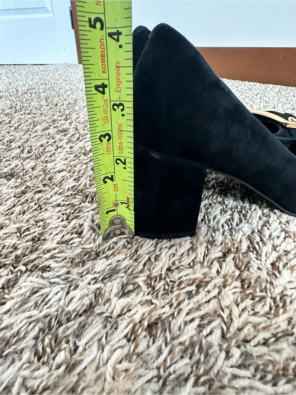 Jeffrey Campbell Black Suede Pumps Gold Buckle Accent Classy Size 5